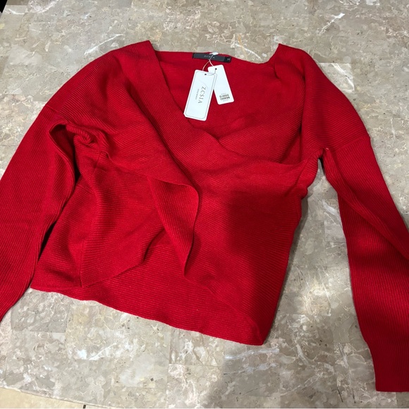 New With Tags ZCSIA Women's Wrap V Neck Cropped Sweaters 2024 Fall - Picture 6 of 6